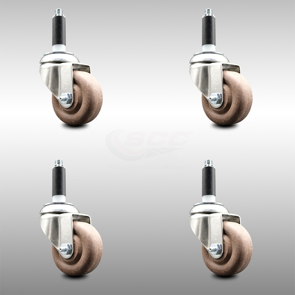 3 Inch 316SS High Temp Glass Filled Nylon 7/8 Inch Expanding Stem Caster Set